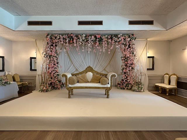 The Banqueting Suite at Chigwell Hall set for an Asian wedding